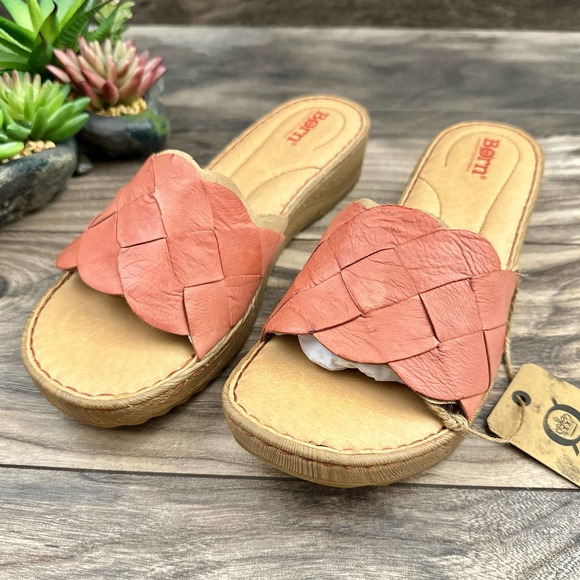 NIB Born Aleah 9M 40.5 Rust Leather Slide Sandals - Picture 4 of 11